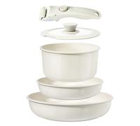 GiPP Set di Pentole e Padelle Ceramiche Antiaderenti 5 Pezzi con Manico Amovibile - Cucina Sana per Camper, Senza Tossine, Compatibile Induzione Forno Lavastoviglie