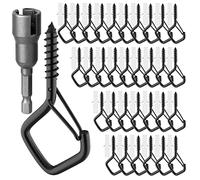 GIPTIME Ganci a Vite, Occhielli a Vite per Legno, Ganci a Vite per esterni, Gancio da parete, Gancio da Soffitto per appendere Piante, Gancio Avvitabile in Acciaio inox con fusibile (Nero-18)