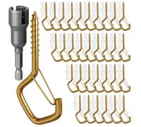 GIPTIME Ganci a Vite, Occhielli a Vite per Legno, Ganci a Vite per esterni, Gancio da parete, Gancio da Soffitto per appendere Piante, Gancio Avvitabile in Acciaio inox con fusibile (oro-50)