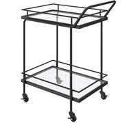 GIQKDZNUO Carrello da Bar per Hotel, ristoranti, attività Commerciali, Carrello da Bar in Vetro, Carrello da Cucina, Carrello in Metallo con Ruote bloccabili, Carrello per la Spesa, Carrello