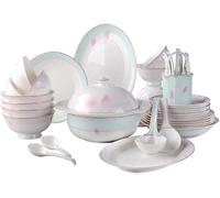 GIQKDZNUO Elegante Set di stoviglie, Piatti, Ciotole, Set da 40 Pezzi in Porcellana Bone China, Servizio per 8 Persone, Oltre Il 45% di Farina d'ossa e Porcellana Bone China