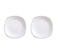 GIQKDZNUO Piatti 2 Pezzi Piatti da Portata in Ceramica da 8,19 Pollici con Bordo Dorato Set di Piatti per Pasta, Dessert e antipasti, Piatti da Portata per Feste e Matrimoni, Piccoli, piccolissimi