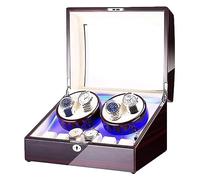 GIQKDZNUO Scatola per Orologio, Scatola avvolgitore per 4 Orologi Automatici + 6 Scomparti con Luce LED Blu, Finitura in Vernice per Pianoforte, Doppia Alimentazione, Scatola per Orologio cl