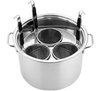 GIQKDZNUO Set per la Cottura della Pasta in Acciaio Inox, pentola per la Pasta Multifunzionale con cestello scolapasta, Design a 3/4/5 Fori per Cucinare Pasta, tagliatelle, Gnocchi, zuppa