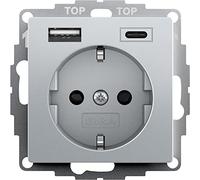 GIRA 245926 SCHUKO SH USB-Spannungsvers. 2f Typ A/C System 55 F Alu (245926)