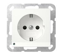 GIRA 417003 - Presa Schuko 16 A 250 V ~ con luce di orientamento a LED e sistema otturatore 55, bianco puro lucido