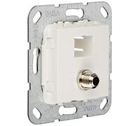 Gira 569703 - Adattatore con inserto MJ RJ45 Cat 6 A 10 GB/SAT F, colore: Bianco