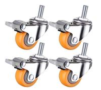Gira la ruota, Ruote girevoli arancioni da 1,5 pollici con filettatura M8, girevoli con freno, 140 kg, confezione universale da 4(1.5inch 4brake)