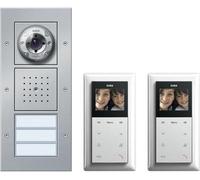 GIRA videocitofono cablato set completo per 2 case familiari in alluminio
