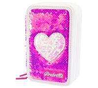 Girabrilla Astuccio Kawaii 3 Scomparti, Colore Magenta e Bianco, 19117