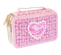 Nice Astuccio Girabrilla 19086 Tweed 3 zip 3 scomparti con pennarelli e matite colorate Rosa