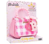 Girabrilla Glamour - Borsetta Vichy Vibes con Paillettes Reversibili, Maniglia con Perle, Tracolla e Charms GB
