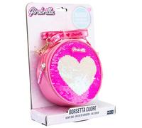 Girabrilla Heart Bag, Borsetta Magenta con Cuore Bianco