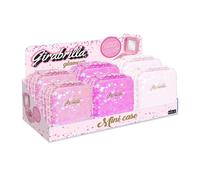 Girabrilla Mini Case, 1 Mini Trousse con Specchio e Set di Trucchi