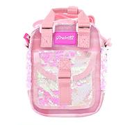 Girabrilla Nice Group Puffer Shoulder Bag, Borsetta da Tracolla in Nylon con Tasca in Paillettes Reversibili, colore Rosa - cod 19056