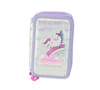 Girabrilla Puffer Astuccio Unicorno a 3 Scomparti da Scuola, per Bambini, Effett