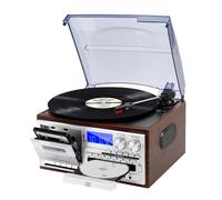 Giradischi 9 in 1 giradischi vintage con Bluetooth CD cassetta radio AM/FM