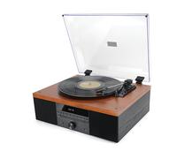 AKAI -Giradischi Bluetooth, Giradischi in Vinile Vintage 33/45/78 RPM, Altoparlanti Stereo Incorporati, Lettore CD, Radio FM, USB, Ingresso AUX, Legno Naturale, Nero