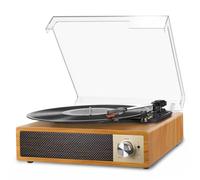 Giradischi Bluetooth 5.4, VIFLYKOO Giradischi Vinile Vintage, Lettore Vinile 3 Velocità 33/45/78 RPM, Altoparlanti Integrati 2×5W, Digitalizzazione USB, Uscita Cuffie, AUX IN/RCA OUT, Legno