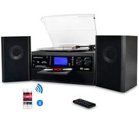 DigitNow, Giradischi Bluetooth, per CD, cassette, radio AM/FM e ingresso AUX, porta USB e codifica SD, telecomando, con altoparlanti stereo indipendenti