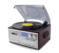 Giradischi Bluetooth, giradischi vintage a 3 velocità con altoparlanti integrati, lettore CD, radio AM/FM, riproduzione SD/USB per dischi in vinile da 7, 10 e 12 pollici