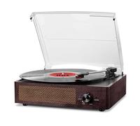 Giradischi Bluetooth Portatile a Tre Velocità (33 1/3, 45 E 78 Giri), Vintage Vinile Giradischi con Altoparlanti Stereo Integrati, supporta uscita RCA/Jack per cuffie Marrone