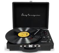 PRIXTON Giradischi in Vinile Vintage VC400, Lettore e convertitore di vinile tramite Bluetooth e USB, 2 altoparlanti incorporati, Colore Nero