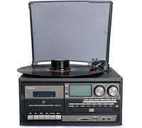 Giradischi Bluetooth Record Player 9 in 1 con altoparlanti integrati, lettore CD, radio AM/FM, 3 impostazioni di velocità per intrattenimento retrò