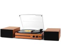 Giradischi Bluetooth vintage con trasmissione a cinghia, altoparlanti stereo doppi Lettore LP Ingresso cuffie AUX, 3 velocità 3 dimensioni, Arancione
