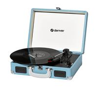 Denver Giradischi Portatile con Altoparlanti e USB, Blu | Giradischi portatile: 33⅓, 45 e 78 giri, altoparlanti, digitalizzazione USB, auto-stop e uscita RCA