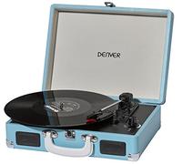 Giradischi Denver VPL-120BLUE design valigia. Altoparlanti integrati, uscita phono, compatibile con vinile 331/3, 45 e 78 RPM.