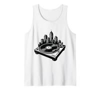 Giradischi DJ in vinile City Skyline, Old Skool Jungle Rave Music Canotta