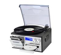 Giradischi - Giradischi vintage Bluetooth a 3 velocità con telecomando, lettore CD e cassette, altoparlanti integrati, compatibile con dischi in vinile da 7/10/12 pollici