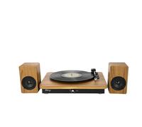 Giradischi Halterrego con 2 altoparlanti esterni, RMS 2*5W, RCA OUT, BT IN, adattatore incluso, finitura laccata nera/legno - Nouvo
