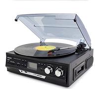 Giradischi in stile classico vintage giradischi, con radio AM/FM, lettore CD, 2 altoparlanti stereo separati radio