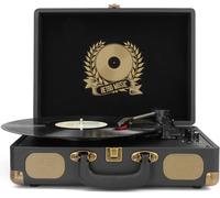 Giradischi in vinile Bluetooth a 3 velocità portatile vintage valigia con altoparlanti integrati, RCA Line Out AUX in cuffia jack vintage giradischi nero