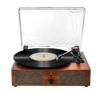 Giradischi in vinile Bluetooth con altoparlanti integrati Supporto Uscita RCA USB Aux In cuffia Auto-Stop Fonografo portatile a cinghia a 3 velocità per intrattenimento e decorazione