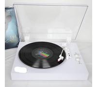 Giradischi in vinile Bluetooth T01, giradischi a 3 velocità con altoparlanti stereo, uscita RCA, ingresso AUX, il regalo migliore for lui/lei(White US plug)