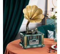 Giradischi in vinile con altoparlanti integrati, Bluetooth, AUX-IN/USB/FM, stile classico per gli amanti della musica vintage (A)