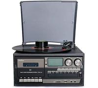 Giradischi in Vinile, Giradischi Bluetooth, Lettore CD, Cassette, Radio Am/FM E Ingresso Aux con Porta USB E Codifica SD, Telecomando, Grammofono Integrato