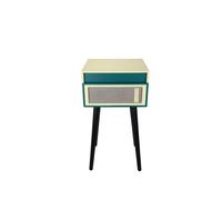 Giradischi in vinile Halterrego con 4 gambe in legno rimovibili e altoparlanti integrati, RMS 2*5W, uscita RCA, ingresso Aux e jack per cuffie, BT IN/OUT, USB lec e enrg, blu anatra - Nouvo