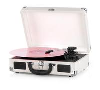 Giradischi in vinile senza fili Bluetooth a 3 velocità portatile vintage valigia con altoparlanti integrati, include stilo extra, uscita RCA, ingresso AUX
