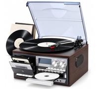 Giradischi in vinile vintage, 33/45/78 RPM, streaming Bluetooth | Centro musicale con giradischi a 3 velocità, riproduce dischi in vinile, CD e cassette, per uso domestico