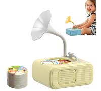 Giradischi per bambini, grammofono per bambini, con 96 dischi e 8 schede di registrazione, lettore audio educativo per giocare, tempo in famiglia e andare a dormire, giallo