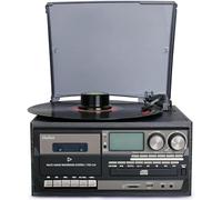 Giradischi retrò 9 in 1 con altoparlanti integrati, giradischi vintage a 3 velocità abilitato Bluetooth, lettore CD, radio AM/FM - Ultimate Entertainment System