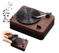 Giradischi retrò in vinile con doppio altoparlante stereo, dispositivo musicale portatile per scheda TF e Aux finitura classica con venature del legno