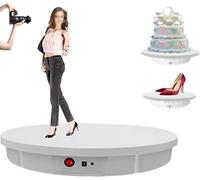 Giradischi Rotante Elettrico da 42/52/60 Cm con Carico Remoto 100 Kg/220 Libbre Rotazione A 2 Vie 45/90 °/180 ° / 360 ° Circolazione A Bassa Rumorosità 40-50 Db per Vetrine, White, 52cm