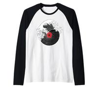 Giradischi The Great Wave of Music DJ Vinile Kanagawa Japan Maglia con Maniche Raglan