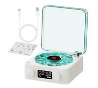 Giradischi - The Waves Smart Record Player - Giradischi portatile Giradischi vintage per dischi, intrattenimento, decorazione per la casa