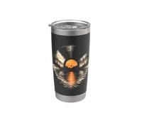 Giradischi Vinile Montagne Escursionisti DJ Retro Bicchiere termico in acciaio inox doppia parete